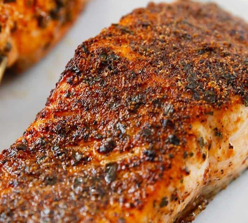 Air fryer salmon on a plate