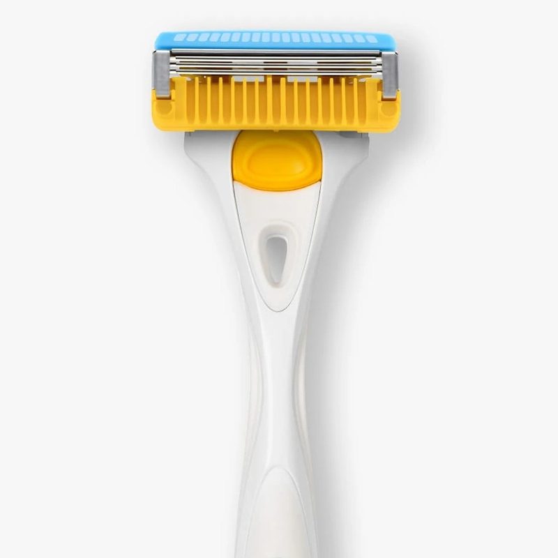 A close-up of the Schick Hydro Skin Comfort Stubble Erase Razor.