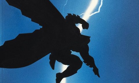 the original cover for Book One of writer/artist Frank Miller's iconic 1986 series The Dark Knight Returns.