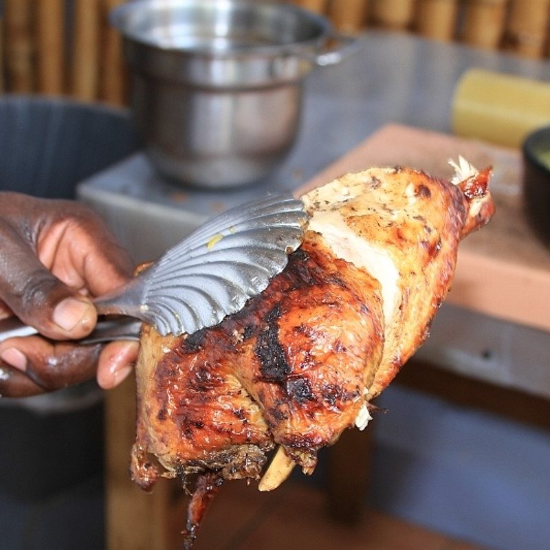 Authentic Jamaican barbecued jerk chicken.