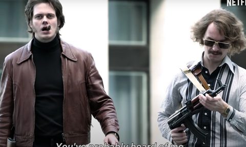 Bill Skarsgård (left) as Clark Odelssohn in Netflix's 'Clark.'