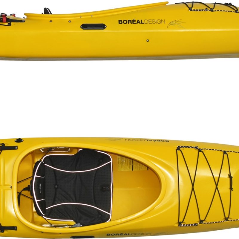 Boreal Baltic 120 Kayak side and top down view on a white background.