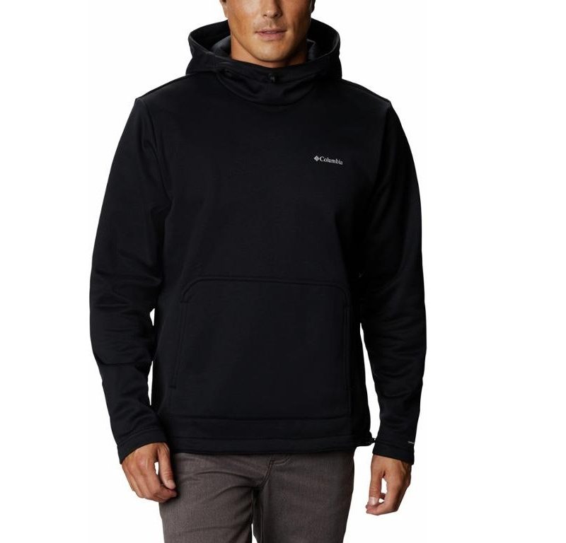 A man wearing a black Columbia jacket.