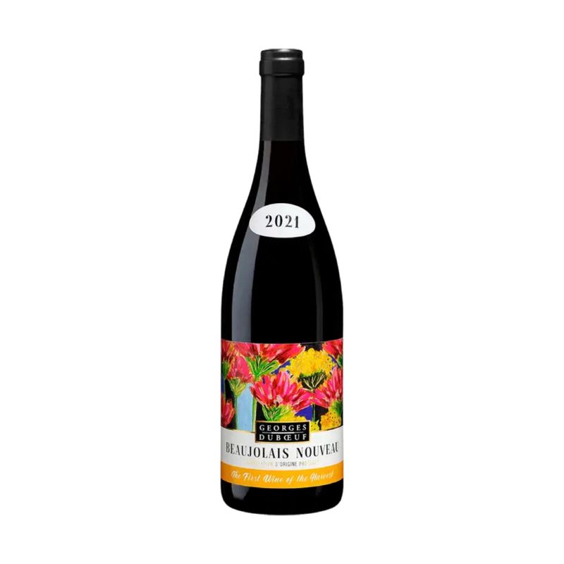 Duboeuf Beaojolais Nouveau wine bottle.