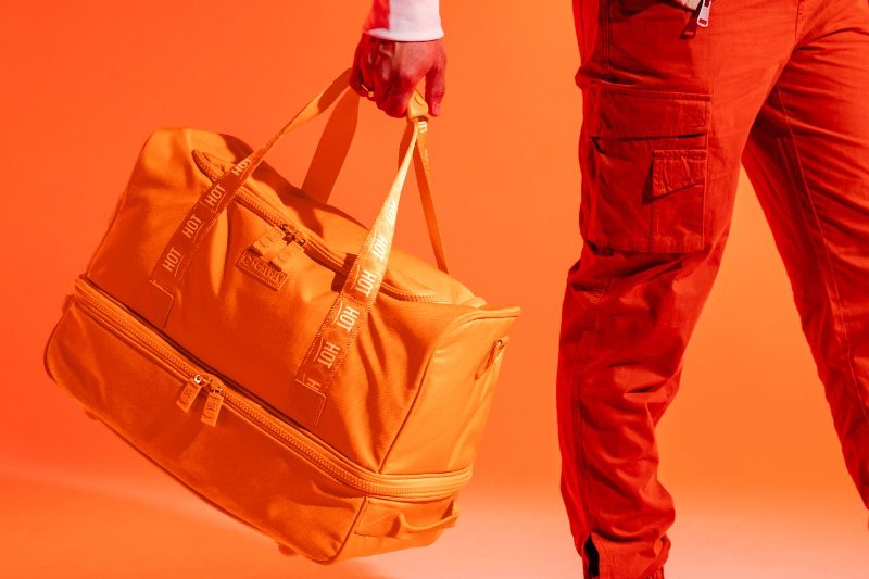 CALPAK and taco bell collab duffel bag.