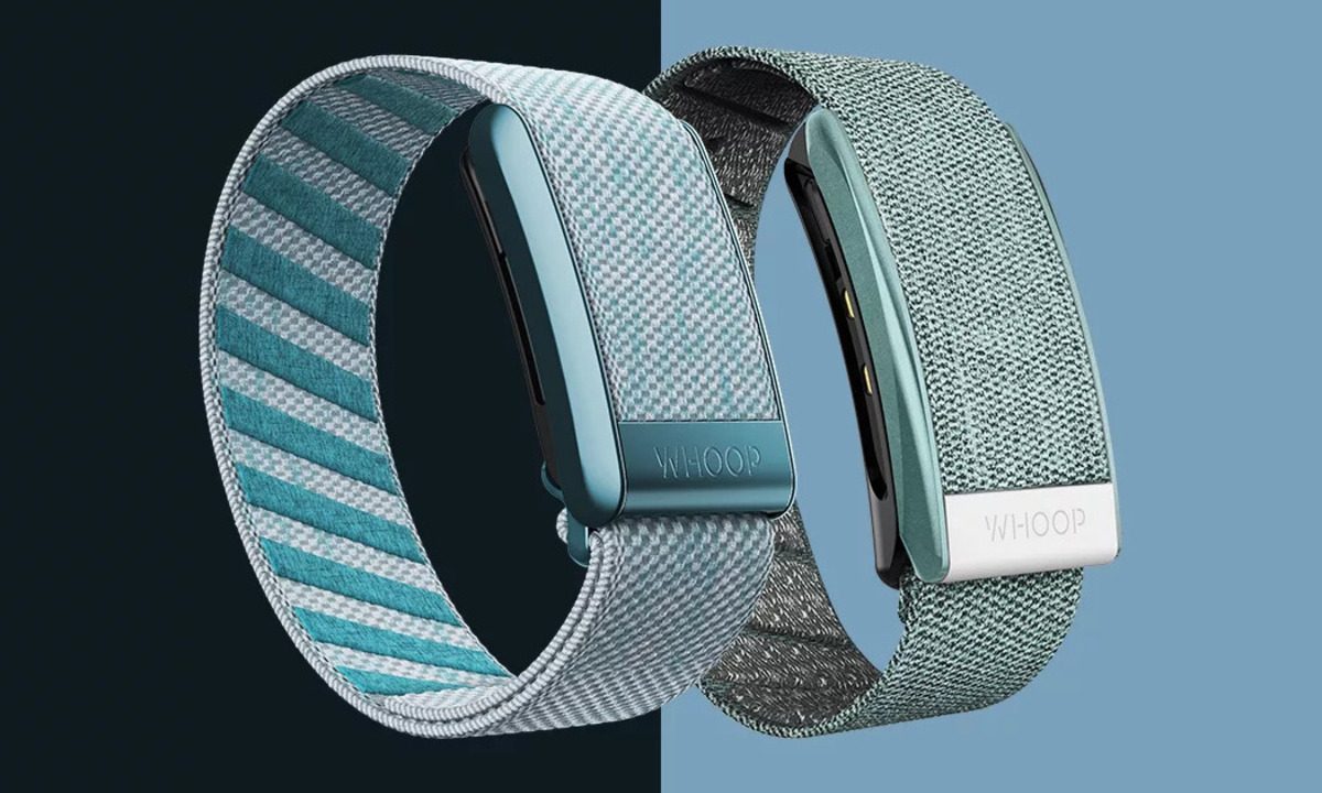 WHOOP 4.0 wristband and tracker.