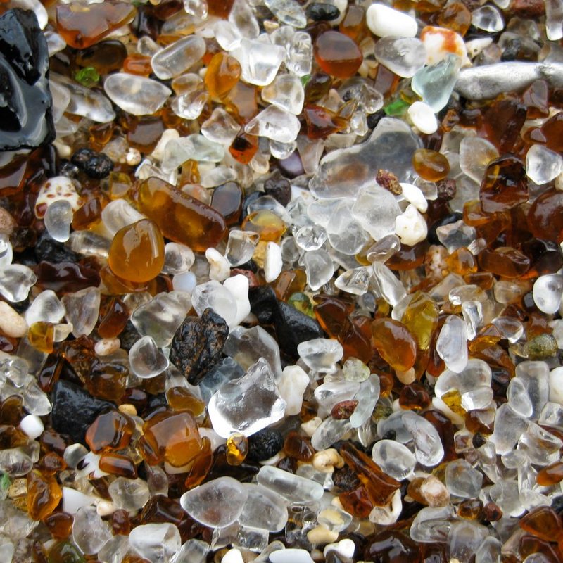 A close-up of Glass Beach, Kauai, Hawaii