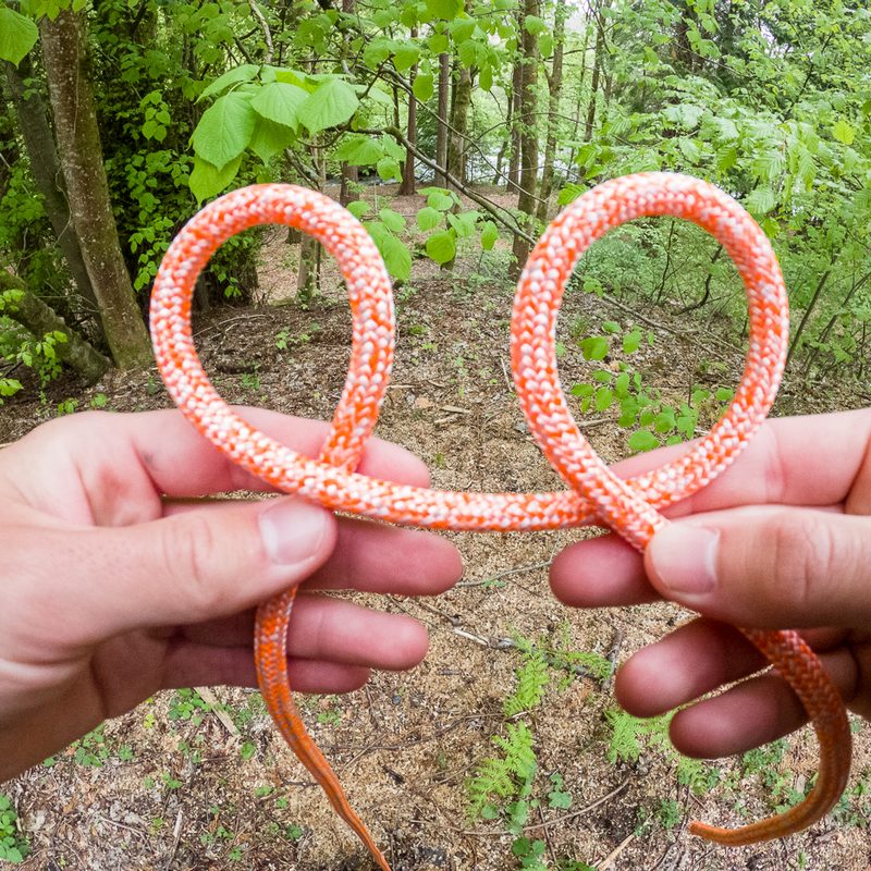 Two loops in a rope as part of tying a clove hitch