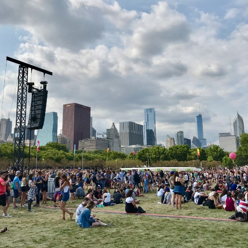 Lollapalooze with the Chicago Skyline in the background.
