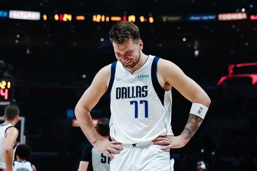 Basketball player Luka Doncic on the court.