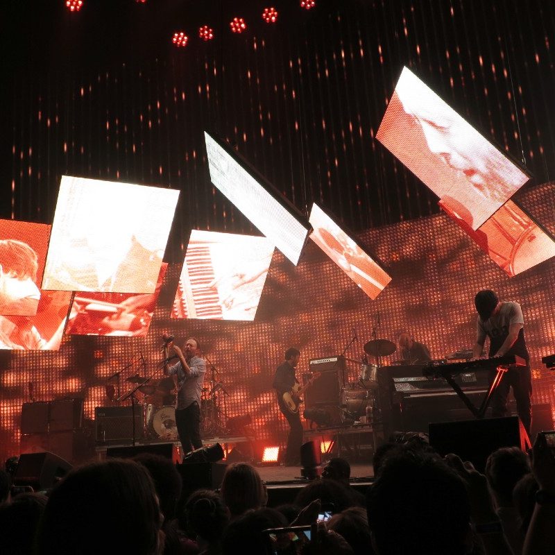 Radiohead performing in New Jersey during the 2012 'King of Limbs' tour.
