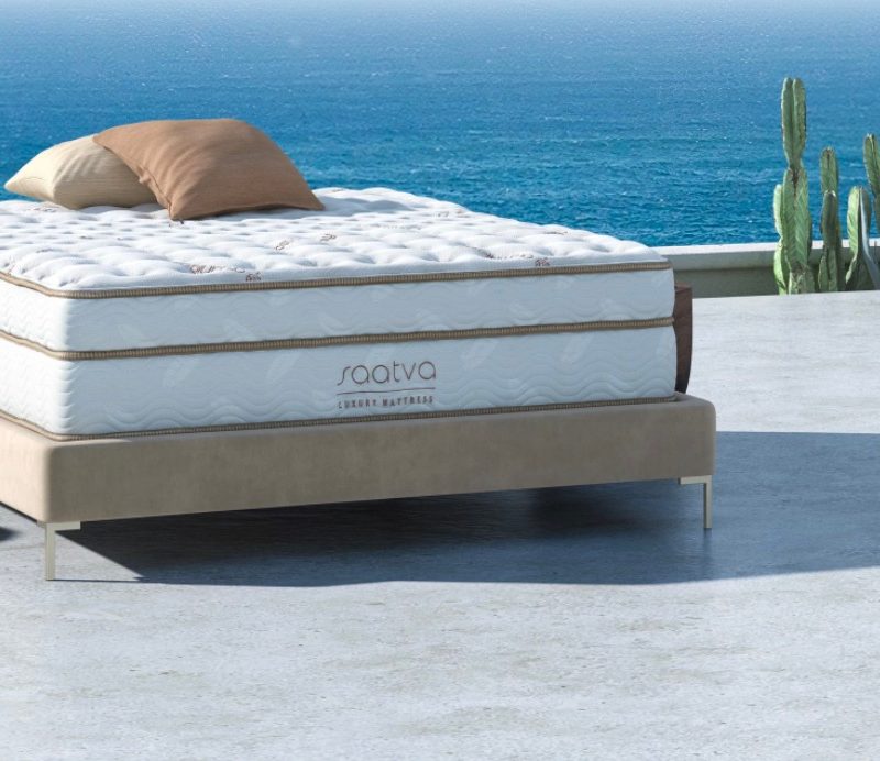 saatva classic mattress outside near the ocean