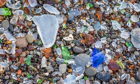 A pile of sea glass on Glass Beach near Fort Bragg, CA
