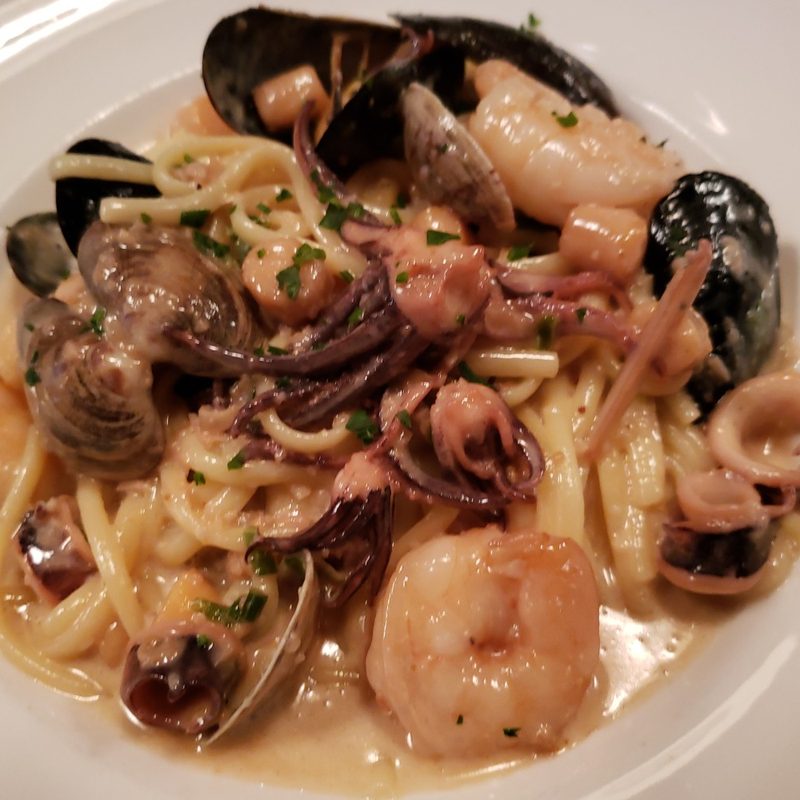 A plate of linguine with seafood at Sotto Mare in San Francisco.