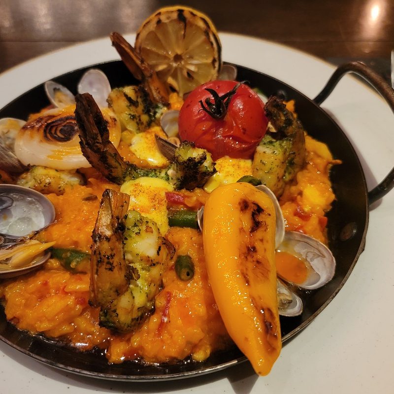 A paella dish at Prado at Omni Scottsdale Resort and Spa at Montelucia