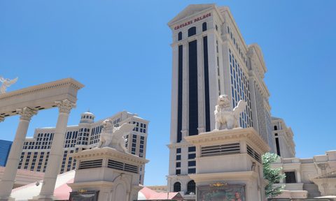 A view of Caesars Palace from outside