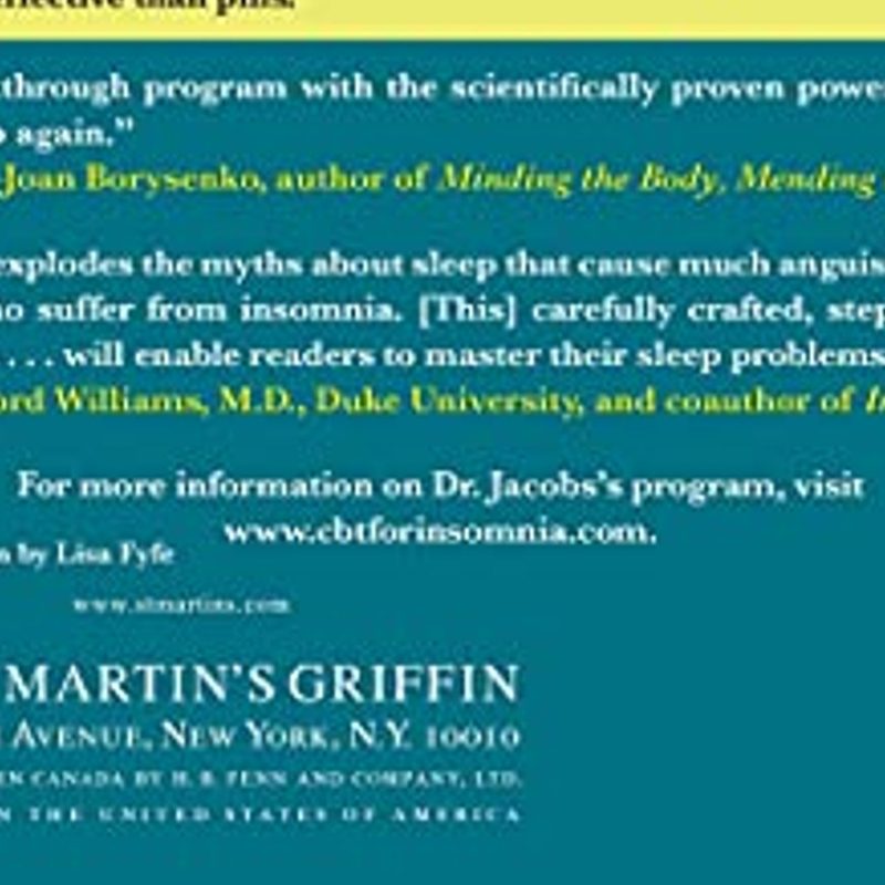 A close-up of the back cover of Say Good Night to Insomnia: The Six-Week, Drug-Free Program Developed At Harvard Medical School