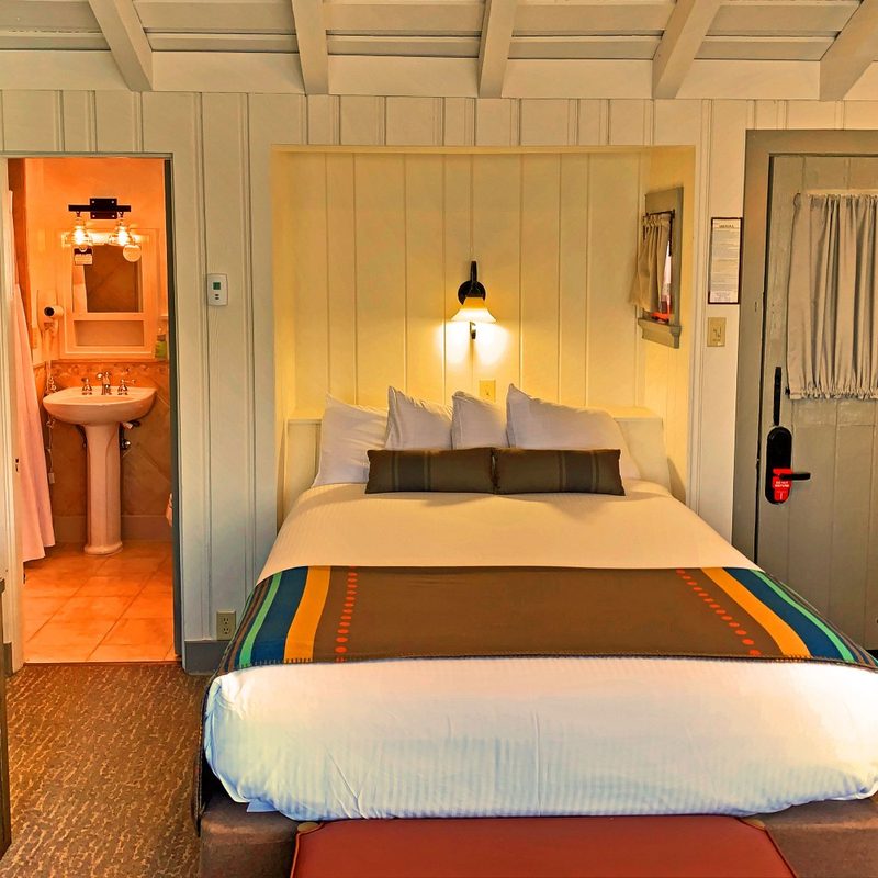 A hotel room at Bright Angel Lodge at Grand Canyon Village, Arizona.