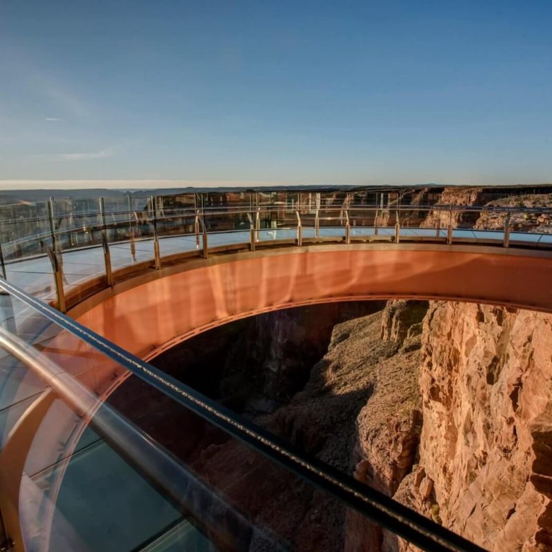 A view of the Skywalk at Grand Canyon West.