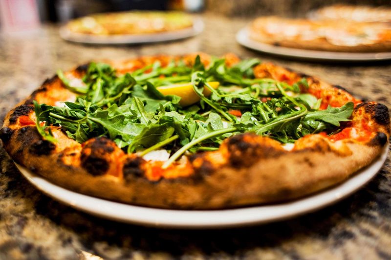 The arugula pie (pizza) at Fat Olives Flagstaff.