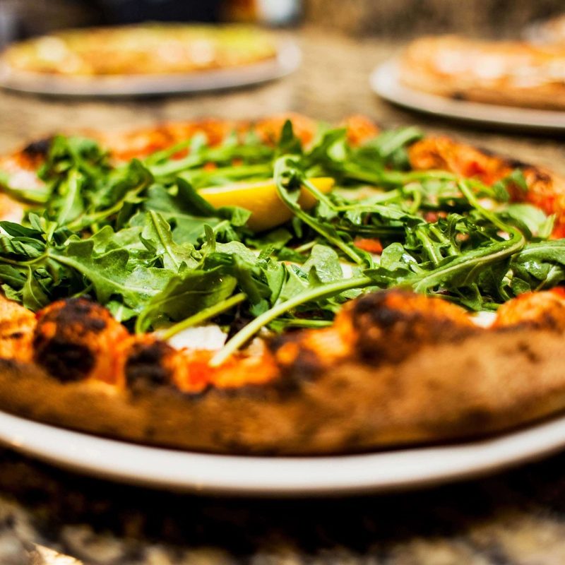 The arugula pie (pizza) at Fat Olives Flagstaff.