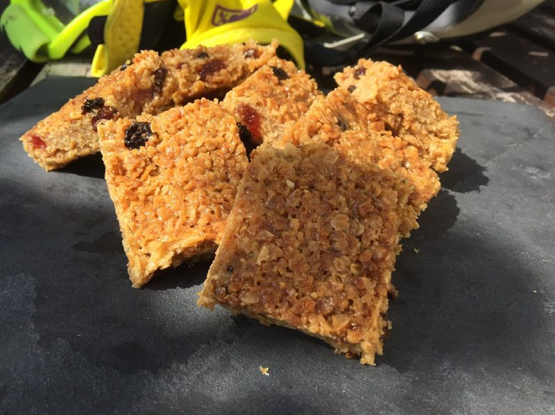 Raisin, cherry, and honey flapjacks