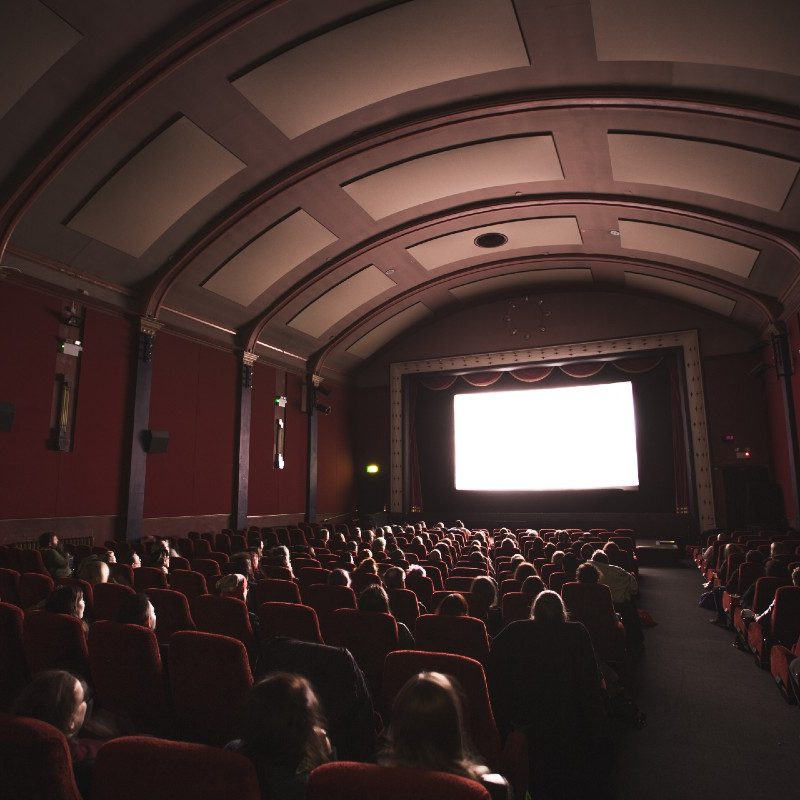 A crowded movie theater auditorium