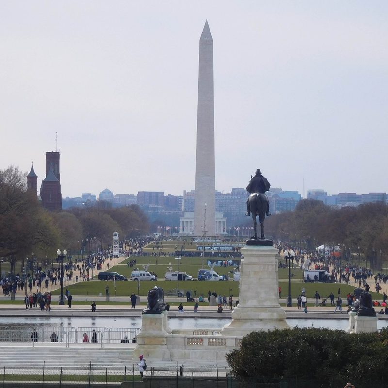 A view of the Washington Monument from the U.S. Capitol in Washington, D.C.