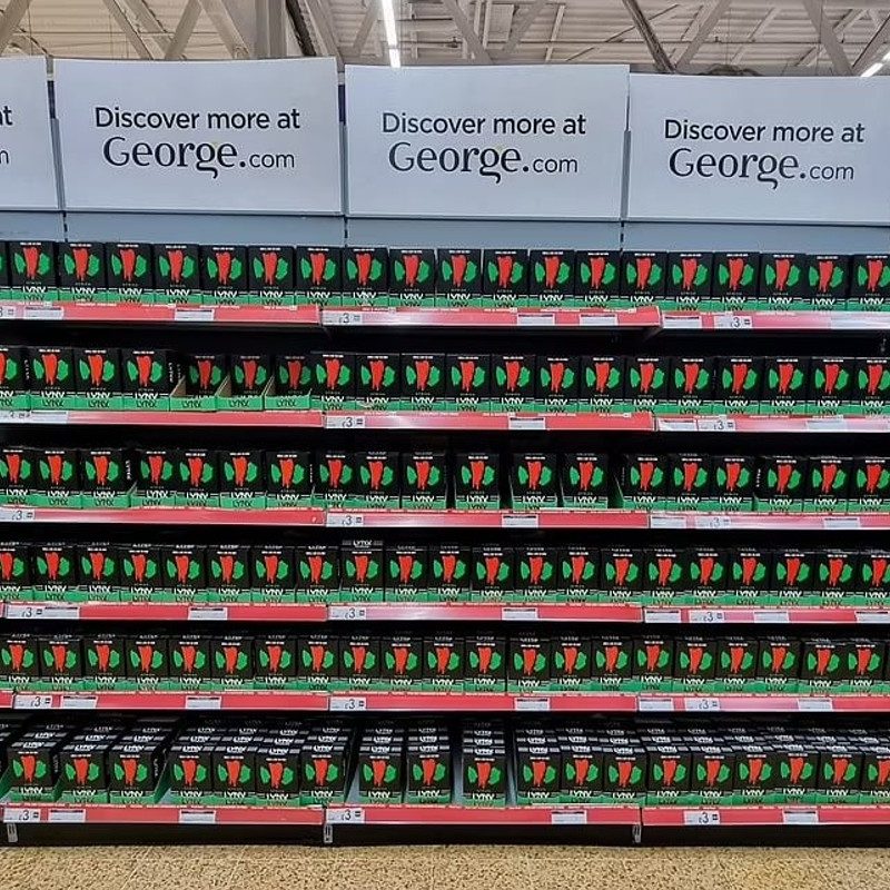 Grocery shelves filled with Lynx Body Spray