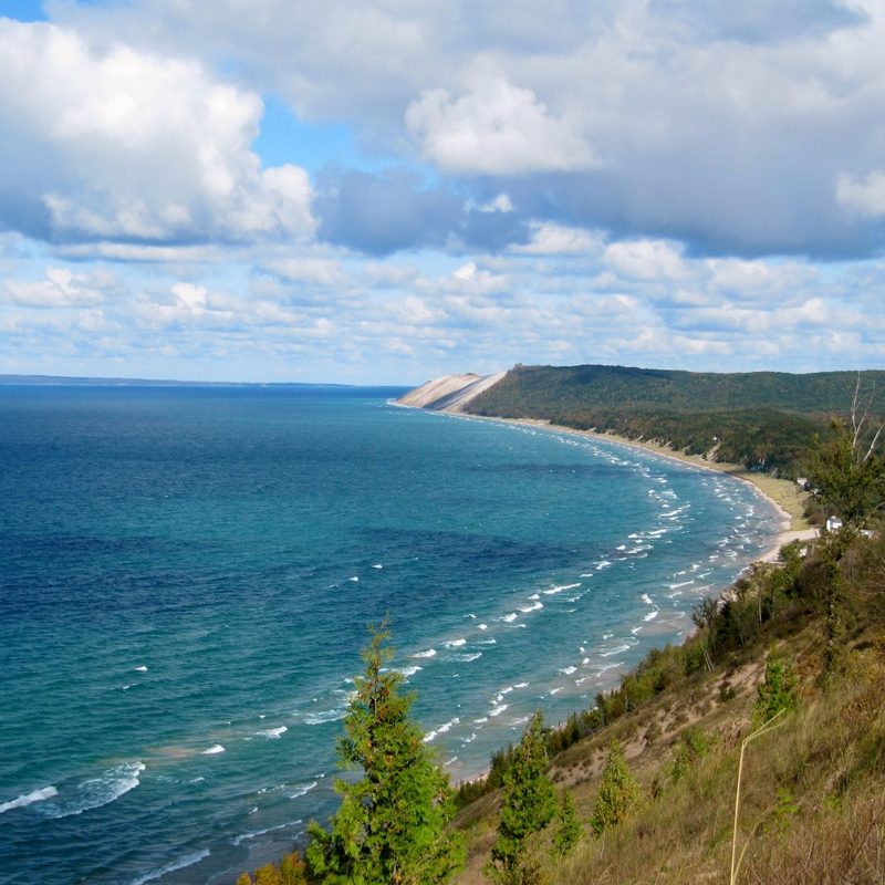 The Empire Bluffs Trail view of Sleeping Bear Dunes National Lakeshore and Lake Michigan - Michigan