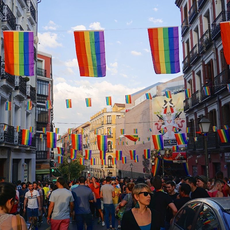 A street scene from Madrid Orgullo - LGBTQ Pride