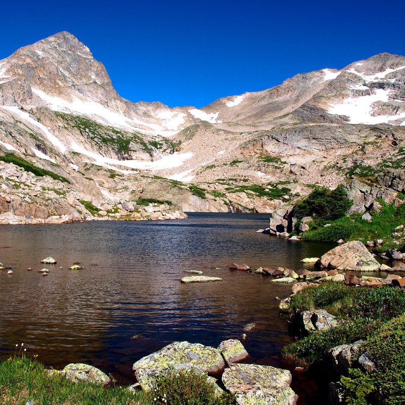 One of the alpine lakes along the Blue Lake Trail in southwest Colorado