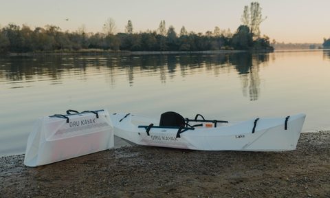 Oru Lake foldable kayak on a river