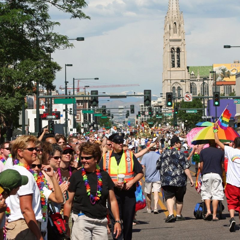 PrideFest, an annual celebration of the LGBT community, on Colfax Avenue in Denver, Colorado