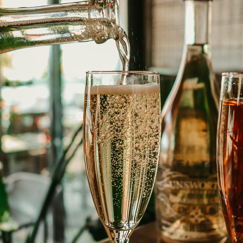 Pouring sparkling wine