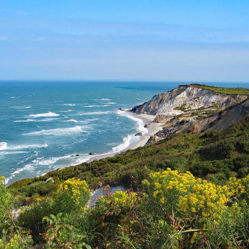 A view of the bluffs and the beach at Aquinnah, Martha's Vineyard, Massachusetts