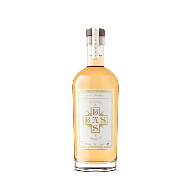 A bottle of Basbas Spanish liqueur.