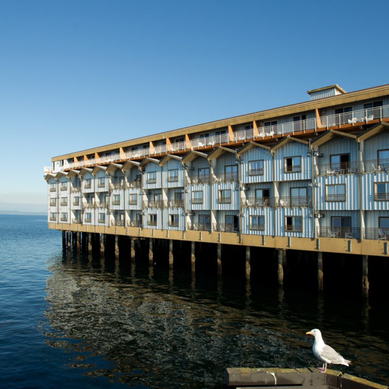 A view of The Edgewater hotel in Seattle