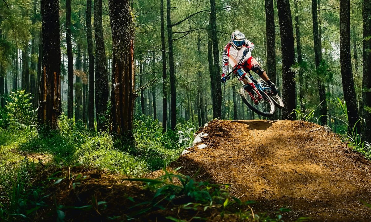 A mountain bike in action