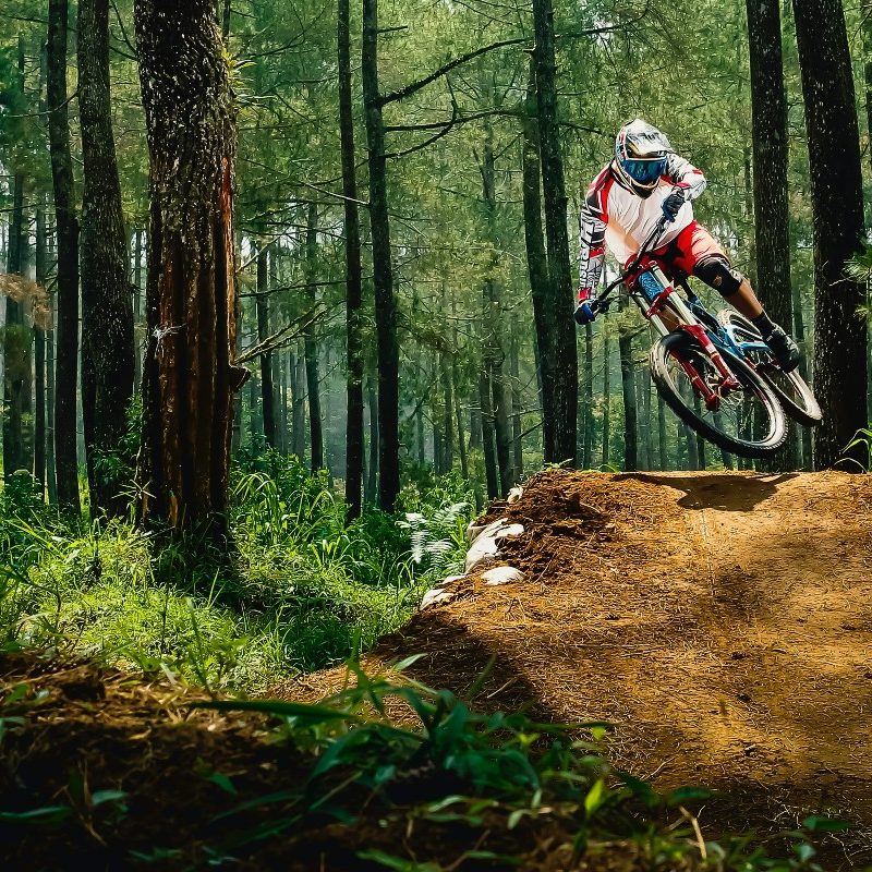 A mountain bike in action
