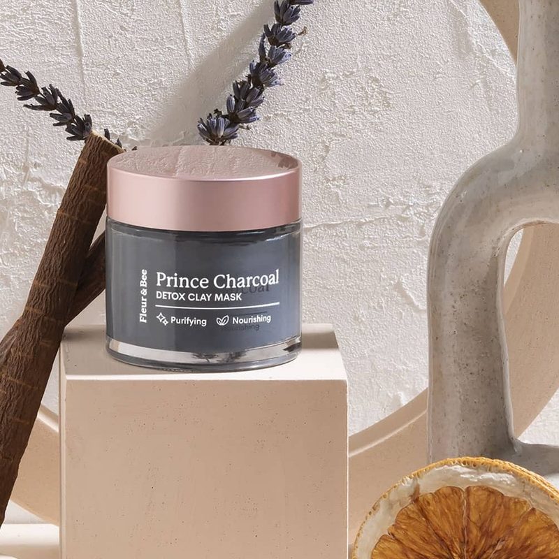 A jar of Fleur & Bee Prince Charcoal Clay Mask