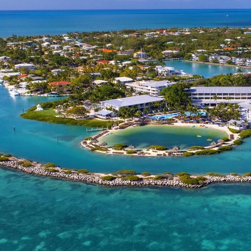 The beach setting at Hawks Cay Resort in Florida