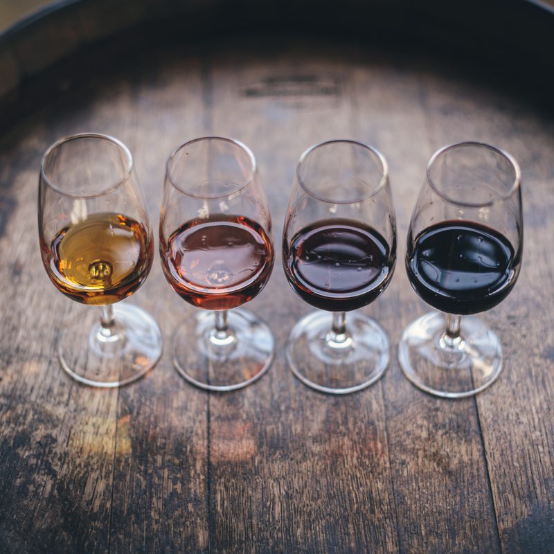 Glasses of different types of wine