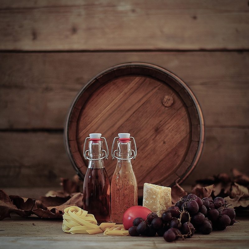 Wine barrel with vinegar