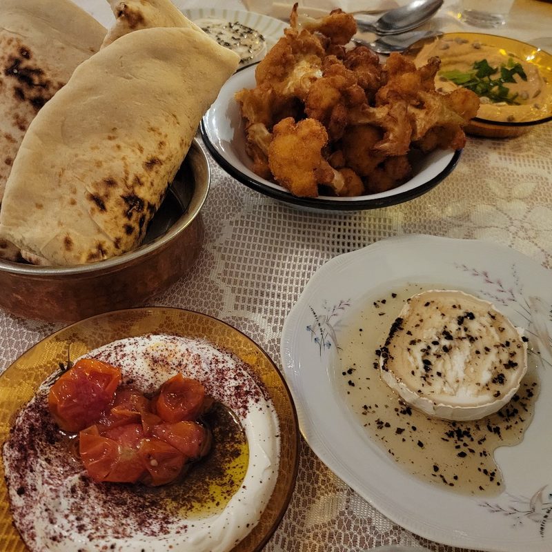 A table full of appetizers at Puaa restaurant in Tel Aviv (Israel).