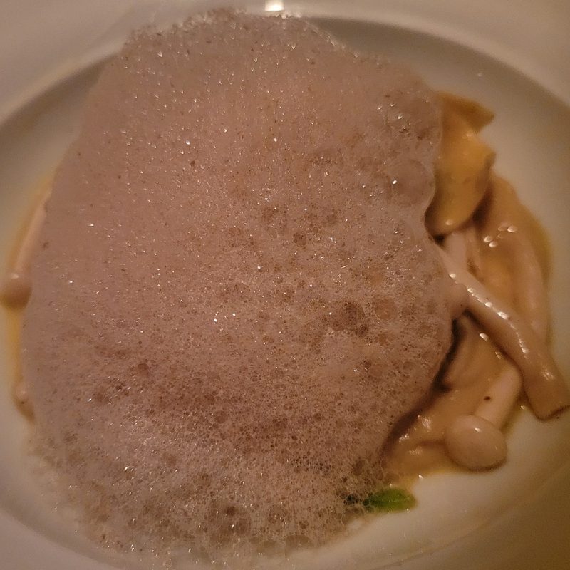 The tortellini with foam at Messa Chef Restaurant in Tel Aviv (Israel).