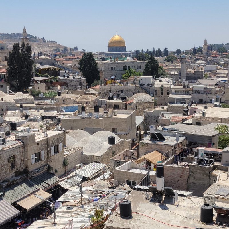 A view of the Dome of the Rock and the Old City from the Ramparts (Jerusalem).