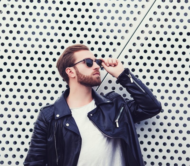 Man in leather jacket