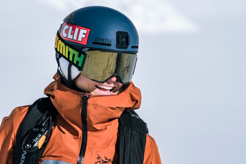 A helmeted snowboarder Elena Hight.