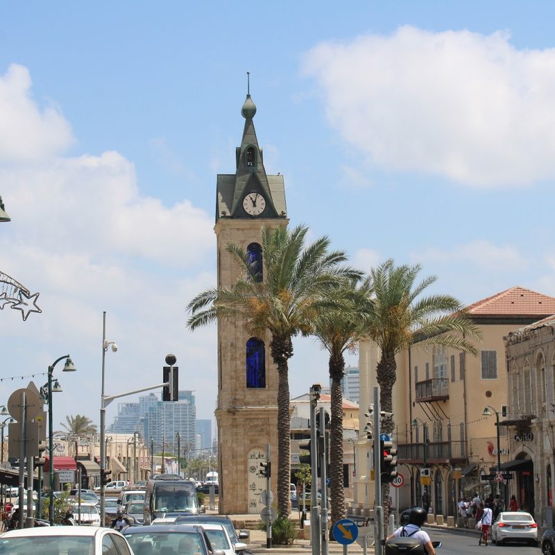 The iconic clock tower of Old Jaffa in Tel Aviv (Israel).